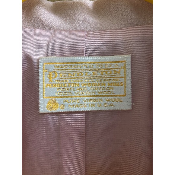 Vintage Pendleton Wool Light Pink Collared Blazer Jacket Women's Size 8 80s 90s - Picture 2 of 16